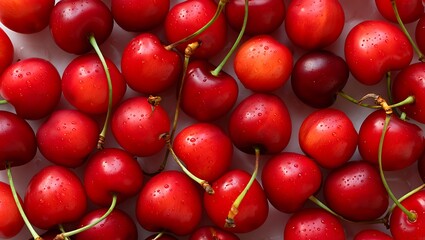 Juicy Red Cherries A Close-Up View of Fresh Summer Fruit