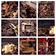 Fototapeta premium Candy and Christmas decoration on leaf