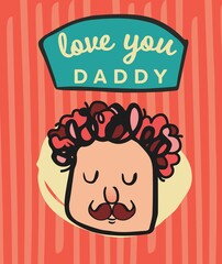 Composition of love you daddy text over happy father icon