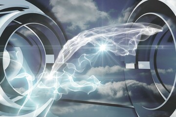 Cloud and energy design on a futuristic structure