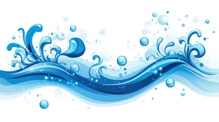 Abstract water waves with splashes and bubbles