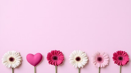 Pink Gerbera Daisies Heart Valentine's Day Flowers