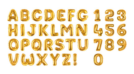 Golden metal 3D alphabet font vector illustration design, Golden 3D balloons, 3D Birthday balloons