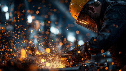 Close-Up of Worker’s Face and Hands Operating Machine
