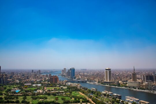 aerial view of Cairo with the river Nile