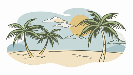 Serene Tropical Beach. Palm Trees. Sunny Sky. and Ocean Breeze