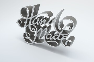 Three dimensional of hand made text