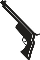 Graphic black and white detailed silhouette modern and retro pistols and revolvers with ammo clip. 