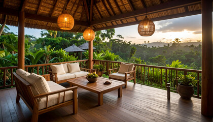 Tropical Sunset Deck Relaxation.