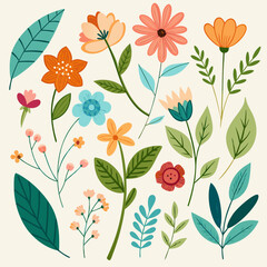 Vibrant Floral Designs. A Collection of Colorful Flowers and Botanical Illustrations