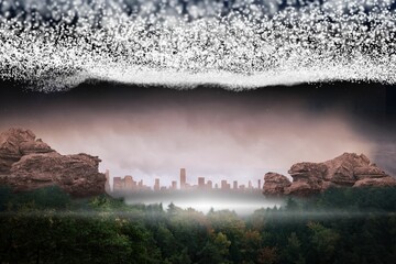 Bright stars of energy over landscape © vectorfusionart