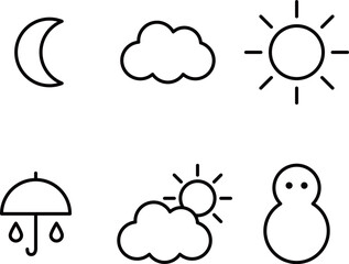 天気のアイコンセット / weather icon set / 晴れ・曇り・雨・雪・天気予報