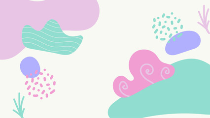 Pastel abstract shapes and doodles suitable for backgrounds, social media posts, stationery, design projects, presentations, web graphics, and more.