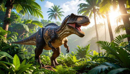 Tyrannosaurus in Tropical Jungle.