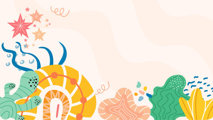 Abstract colorful floral design suitable for spring themed marketing materials, invitations, and vibrant digital backgrounds. Bright and modern aesthetic.