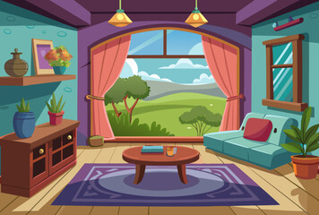 Cozy Living Room with Stunning Countryside View