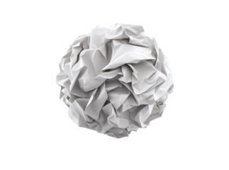Crumpled white paper ball isolated on black background, On Transparent Background, Png