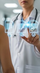 Fototapeta premium Doctor accessing digital medical records and patient information for advanced healthcare solutions and diagnostics