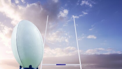 Rugby ball in front of posts © vectorfusionart