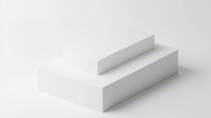 Two stacked white rectangular forms against a plain background.