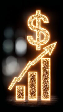 Financial success graph with glowing dollar symbol financial success graph rising profit financial success graph concept financial success graph
