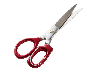 Red handled scissors isolated on black background sharp blades crafting tool, On Transparent Background, Png