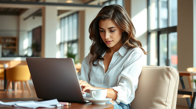 Woman teaching online with virtual tutoring interface showing notes and video chat, symbolizing AI-driven education and remote digital learning.