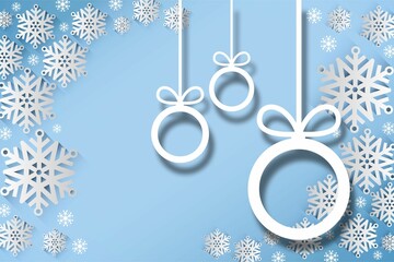 Hanging christmas decorations on blue