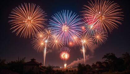 Spectacular Fireworks Display Illuminating the Night Sky