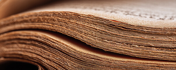 Close-up view of an old book showcasing its worn pages and detailed texture during a quiet reading session