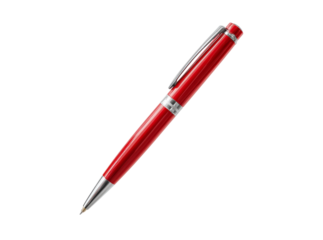 Elegant red ballpoint pen isolated on black background, On Transparent Background, Png