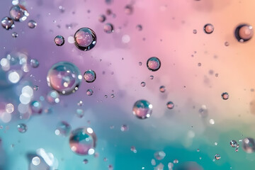 Macro shot of water droplets on a smooth, reflective surface, creating a clean, abstract pattern with cool lighting tones