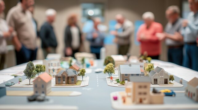 Community Planning Meeting with Model Town Display