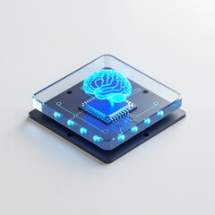 Fototapeta premium Glowing AI Brain on a CPU Microchip - 3D Illustration