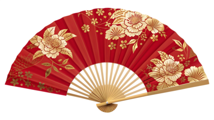 red chinese fan isolated