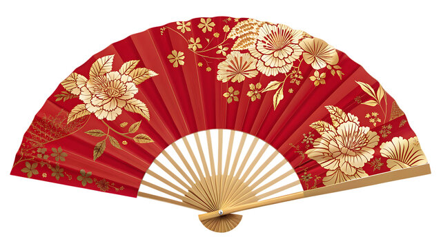 red chinese fan isolated