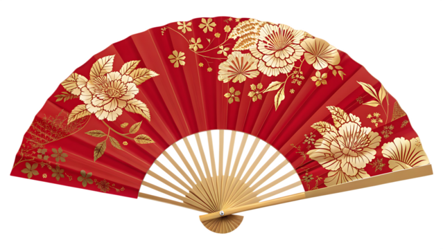 red chinese fan isolated