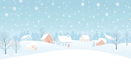 Snowy winter village panorama