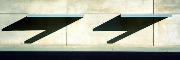 Shadows Dance on Concrete Wall with Linear Accent of Modern Architecture
