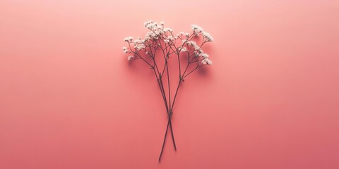 Delicate Gypsophila Blossoms on a Coral Backdrop, Gentle Simplicity
