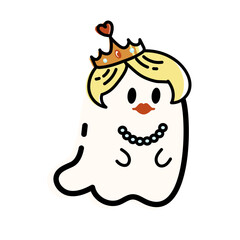 可愛い女王様のお化けのハロウィンイラスト/Cute Queen Ghost Halloween Illustration