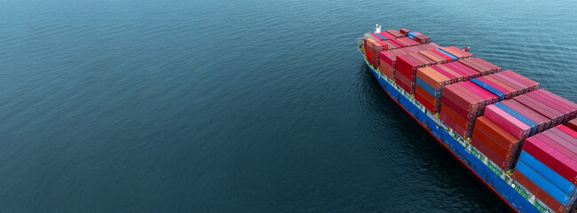 Aerial view Container cargo ship or cargo shipping, Global business logistic import and export...