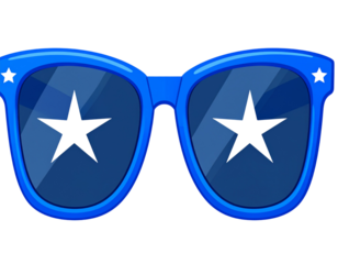 Bright blue, chunky cartoon sunglasses with dark, reflective lenses and a sparkling  (3)