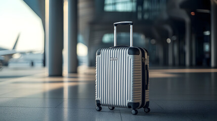 Travel Suitcase in Modern Airport Terminal