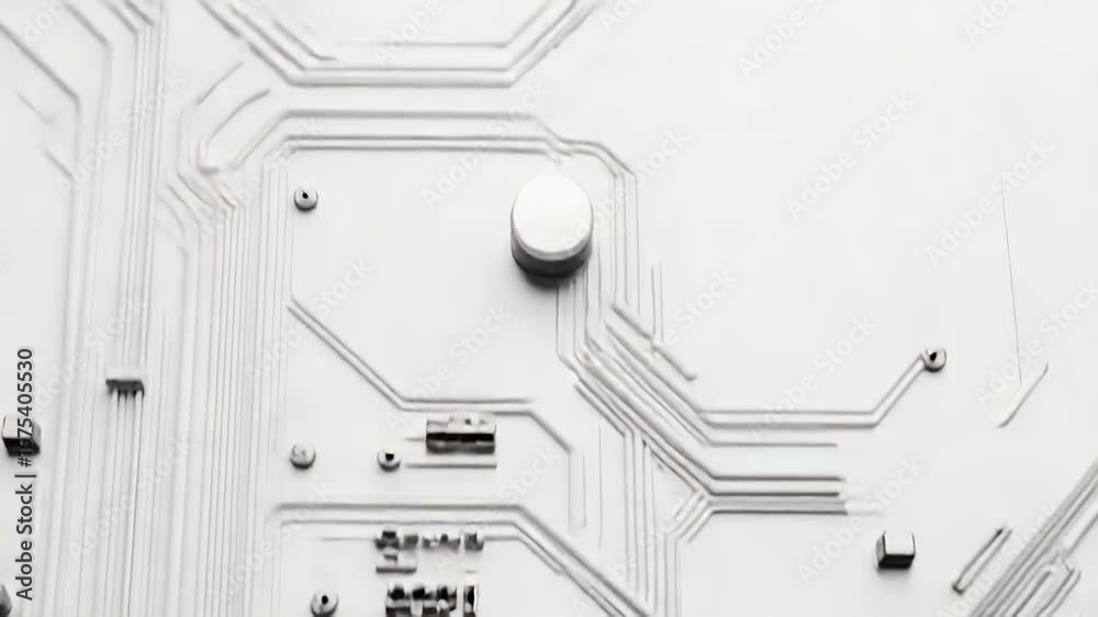 Poster white circuit board showing computer hardware components