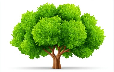 Abstract Green Ash Tree Illustration on White Background
