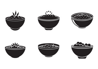 healthy breakfast bowl icon silhouette vector illustration,