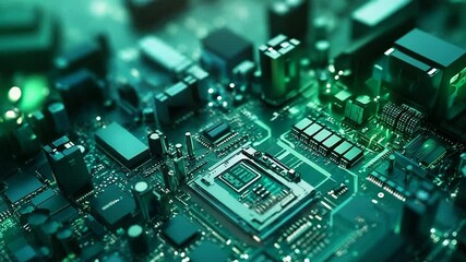 Close up of cpu socket on motherboard with components and electronic circuits - Powered by Adobe