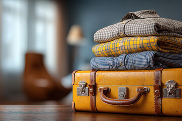 Close up suitcases and travel essentials being packed into bags.