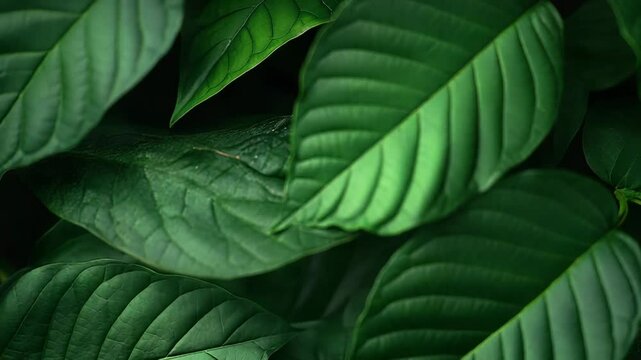 Mitragyna speciosa leaves forming a green natural background